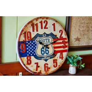 時計 レトロ 大きい ティン US ROUTE66 RT66 ブリキ製時計 壁掛け時計 ルート66 ...