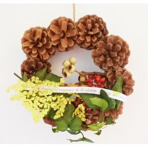 クリスマス雑貨 リース パインコーンリース ナチュレ (Lサイズ)　(クリスマス・ブリザーブドリース)　松ぼっくり　プレゼント　飾り　玄関