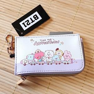 BT21 伸びるリール式 パスケース付キーケース トレイン/104175 ICケース ミニポーチ 104175