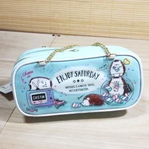 持ち手チェーン付 多機能ペンケース（エンジョイサタデー/はりねずみ
