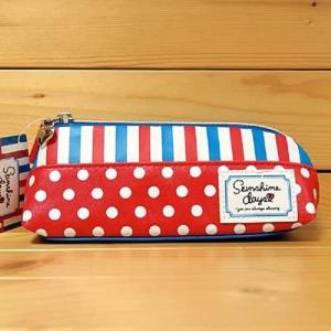 ペン差しポケット付き パッチワークペンケース（レッド）32 : 雑貨の