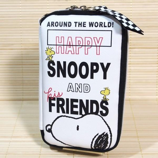 SNOOPY（スヌーピー/ロゴ） フラットマルチペンケース 63918/スマホも入るポーチ ポケット...