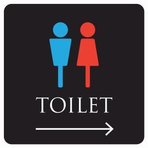 9x9cm トイレ 御手洗 TOILET トイレマーク ブラック＆カラー 男女マーク 右 右矢印 ピクトサイン ステッカー シール カッティングシート  案内｜zakka-puropella