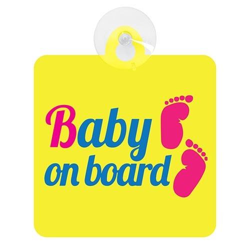 セーフティーサイン 吸盤付き 足あと柄　BABY ON BOARD　baby in car 赤ちゃん...