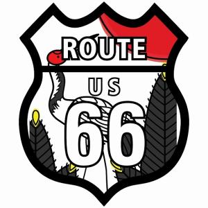 ルート66 Route66 花札 松に鶴 和風 アメリカンスタイル ステッカー 12x14.2cm カッティングシート シール アメ雑 カーステッカー 世田谷ベース  こいこい 月札｜zakka-puropella