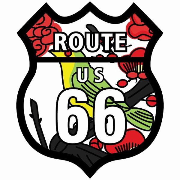 ルート66 Route66 花札 梅に鴬 和風 アメリカンスタイル ステッカー 12x14.2cm ...