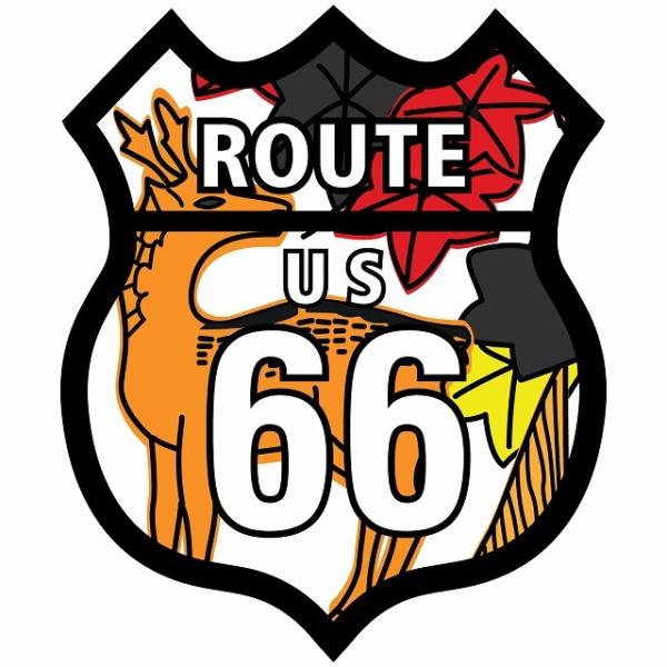 ルート66 Route66 花札 紅葉に鹿 和風 アメリカンスタイル ステッカー 12x14.2cm...