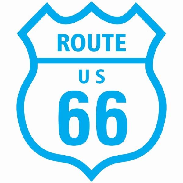 ルート66 Route66 ライトブルー アメリカンスタイル ステッカー 12x14.2cm カッテ...