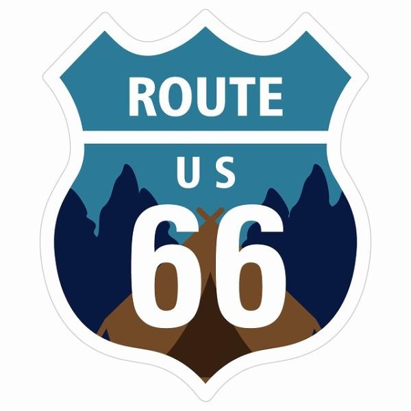 ルート66 Route66 キャンプデザイン アメリカンスタイル ステッカー 12x14.2cm カ...