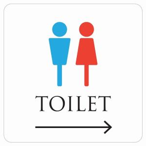 27x27cm トイレ 御手洗 TOILET トイレマーク ホワイト＆カラー 男女マーク 右 ピクトサイン ステッカー シール　サイン 施設 案内  大きいシール