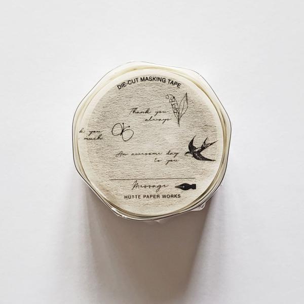 Hutte paper worksマスキングテープ　message　ダイカット20mm