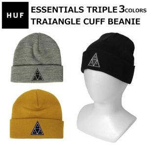 HUF ハフ ESSENTIALS TRIPLE TRAIANGLE BEANIE エッセンシャルトリプルトライアングル ビーニー ロゴ ニット帽 メンズ レディース ブラック BN00089 母の日｜zakka-tokia