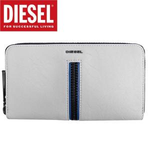 DIESEL ディーゼル GRANATO グラナート ラウンドファスナー ロングウォレット 長財布 フロントジップ 羊革 メンズ レディース X05335-PR044 ホワイト ブルー｜zakka-tokia