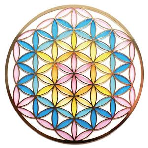 フラワー オブ ライフ ステンド グラス スタイル オーナメント 80mm (non hole) オリジナル flower of life 生命の花