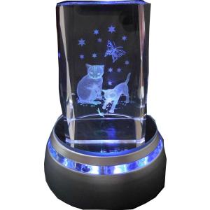 クリスタル 3D レーザー彫刻 愛情 LED四色発光台 セット : 雑貨ハウス