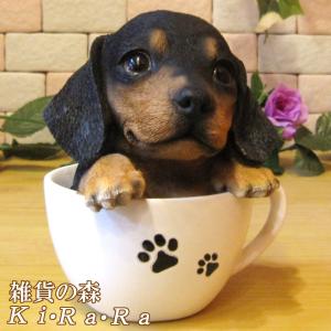 置物 動物 可愛い 犬の置物 ダックスフント　リアル　ティーカップドッグ　Ａタイプ　子いぬのフィギュア　イヌのオブジェ　ガーデニング　ベランダアート｜zakkakirara