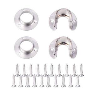 INCREWAY クローゼットポールソケット4パック25 mm  ステンレススチールHeavy Dutyロッドセットのフランジソケットホルダ