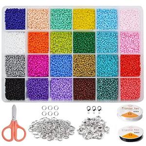 Funntyビーズ 手芸 2mm 24色セット シードビーズ 糸通しビーズ 約28800個 アクセサリーキット 丸小ビーズ ガラスビーズ 手芸用品 D