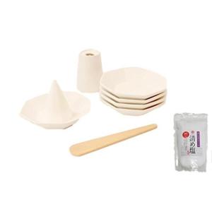 Moa Feteli 盛り塩セット 開運 素焼き お得用 八角 盛塩セット  + 清め塩500g + ヘラ 付き