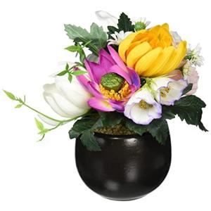 ポピー 造花 仏壇用ラウンドポット ミックス 全長21cm 幅16.5cm FP-0846MIX