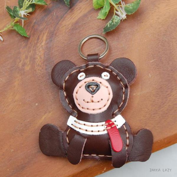 レザーキーホルダー ベアー　　皮 レザー キーチェーン キーホルダー アクセサリー 熊 くま クマ ...
