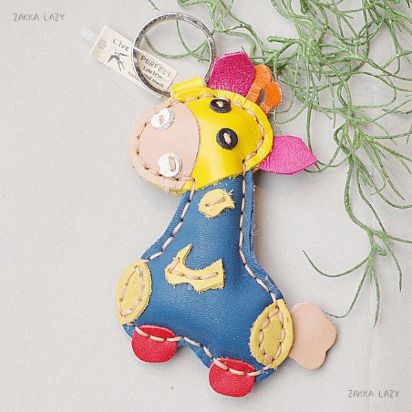 レザーキーホルダー ジラフ　きりん キリン Giraffe レザーkeyホルダー【ネコポス対応2点ま...