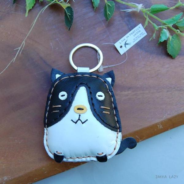 レザーキーホルダー ポテネコ　　ピズム レザー キーチェーン キーホルダー ねこ 猫 ネコ キャット...