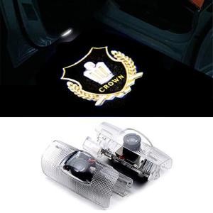 Hxqdt カーテシーランプ クラウン ロゴ投影 ドアウェルカムライトLEDゴーストシャドーライト取り付け簡単 2個セット (for Crown