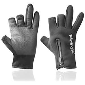 Schlegel フィッシンググローブ 釣り 手袋 釣り用 YKK 防水ジッパー ネオプレン 撥水加工 ジッパー 3本指カット 3フィンガーレス