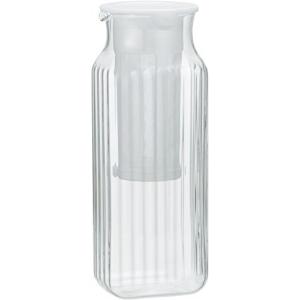 iwaki 耐熱ガラス ピッチャー 冷水筒 ホワイト 1L 角型サーバー 茶漉し付き 麦茶 お茶 ポット KT296KF-W