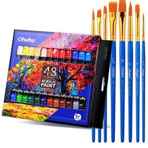 アクリル絵の具48色 8本ペイントブラシ 絵の具 アクリルカラー