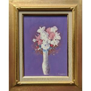 絵画 油絵 F4サイズ（4号） 塩崎忠造 花（B) : ざっか菜の花ヤフー店