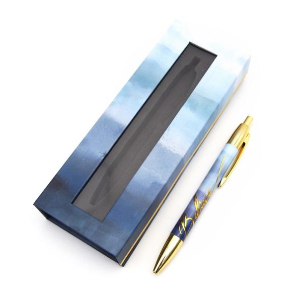 パンチスタジオ  ボールペン 箱入り （ネイビーのグラデーション） マグネット開閉式