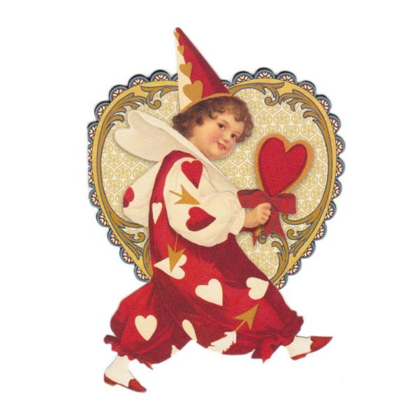 パンチスタジオ バレンタインカード スモールサイズ（ハート×少年） 封筒付き レトロ グリーティング...