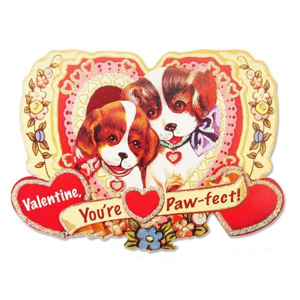 パンチスタジオ バレンタインカード（二匹のイヌ） 立体 ダイカット グリーティングカード