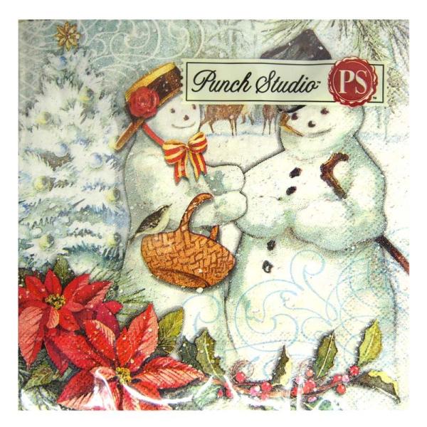 パンチスタジオ クリスマス ペーパーナプキン Sサイズ（雪だま夫婦） 20枚入り