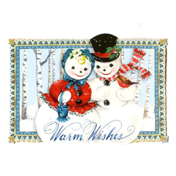 Punch Studio 【クリスマス】 スモールグリーティングカード (雪だるまの夫婦) 封筒付き