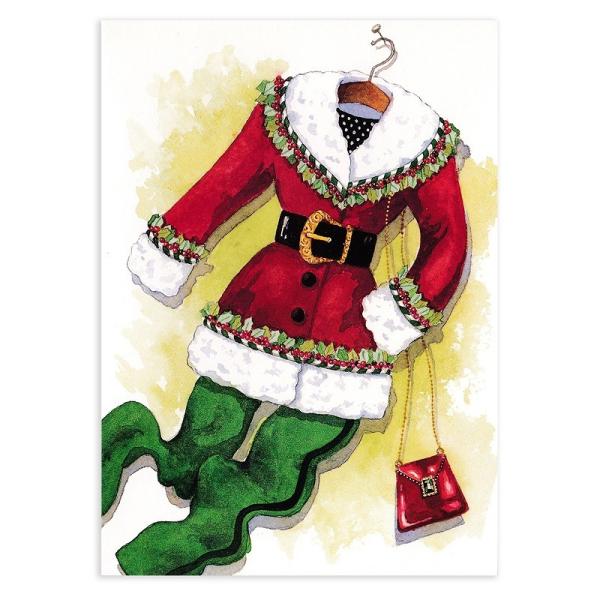 パンチスタジオ クリスマスカード （サンタクロースのコート） レトロ 封筒付き グリーティングカード