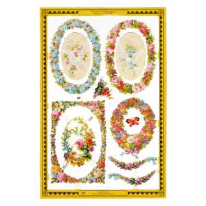 イギリス製 クロモス スクラップシート （小鳥と蝶々と花飾り）