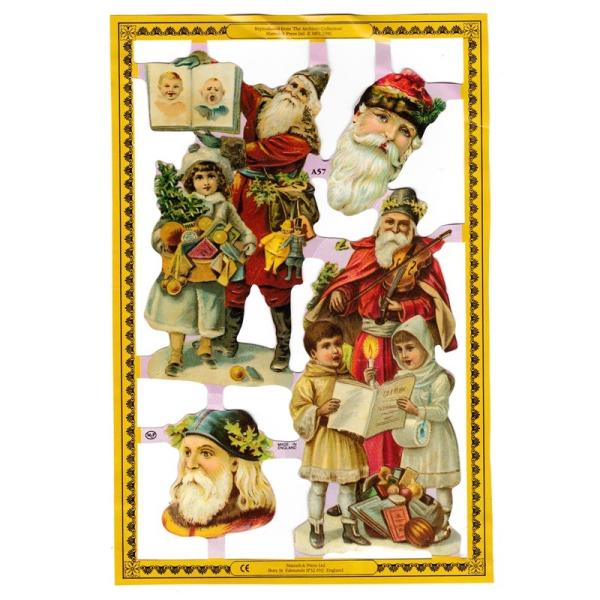 イギリス製 クロモス スクラップシート （サンタクロースと子供たち） ハンドメイド素材