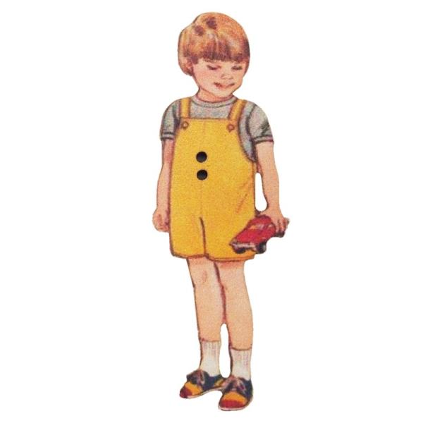 フランス製 木製ボタン 2つ穴 （黄色いパンツの男の子） アトリエ・ボヌール・ドゥ・ジュール オシャ...