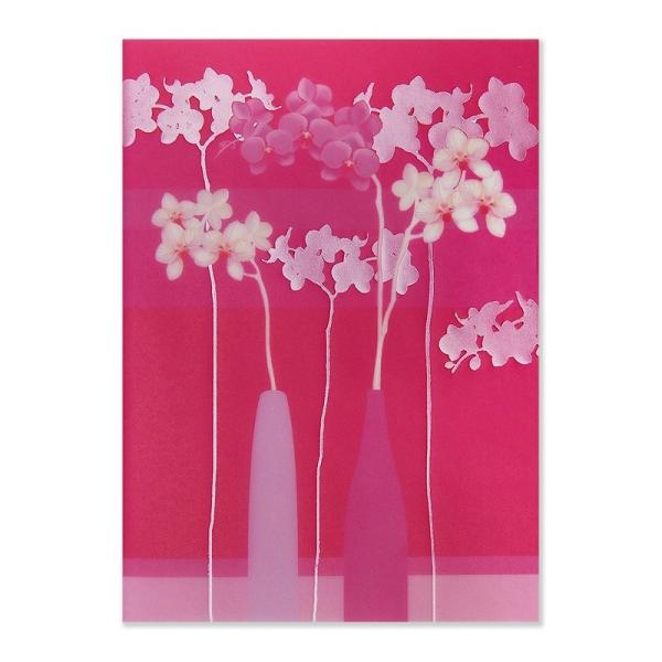 【35％OFF】 ポータル 二つ折り （ピンク×蘭の花） 封筒付き グリーティングカード 多目的