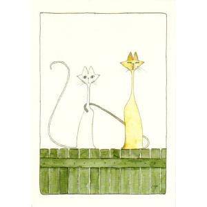 ART UNLIMITED  ネコのポストカード （猫×柵）  グリーティングカード｜zakkarobin