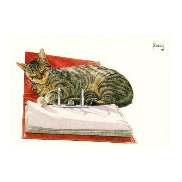 ART UNLIMITED ネコのポストカード （猫×ファイル） グリーティングカード  