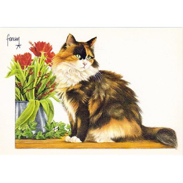 ART UNLIMITED  ネコのポストカード （三毛猫×花）  グリーティングカード