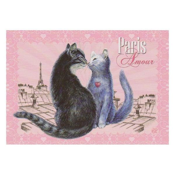 セブリーヌキャット ネコのポストカード （パリのカップル） Paris Amour フランス製