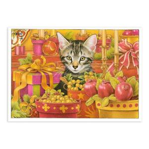 ART UNLIMITED クリスマス ネコのポストカード プレゼントに囲まれた子猫