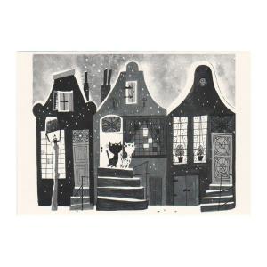 ART UNLIMITED ネコのポストカード （ピムとポム×雪の降る街角） グリーティングカード