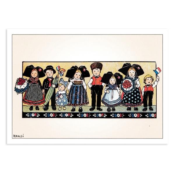 Hansi ポストカード （8人の女の子と男の子） グリーティングカード