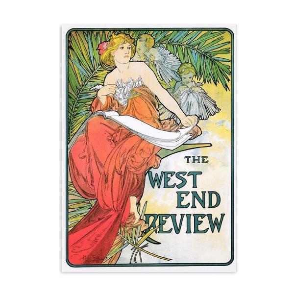 ドイツ製 ミュシャのポストカード （ウェスト・エンド・レビュー） グリーティングカード